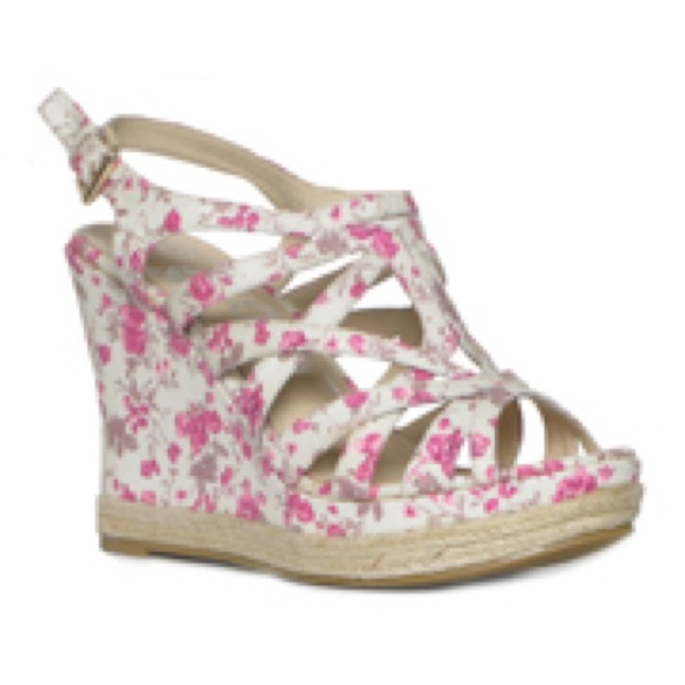 NEW Lilley Floral Wedges - Pink and Cream Size 7 - Picture 1 of 9